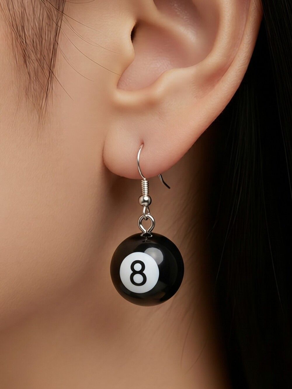 Mini 8-Ball Dangle Earrings 🎱 Retro Pool Ball Round Sphere Drops Billiard Y2K